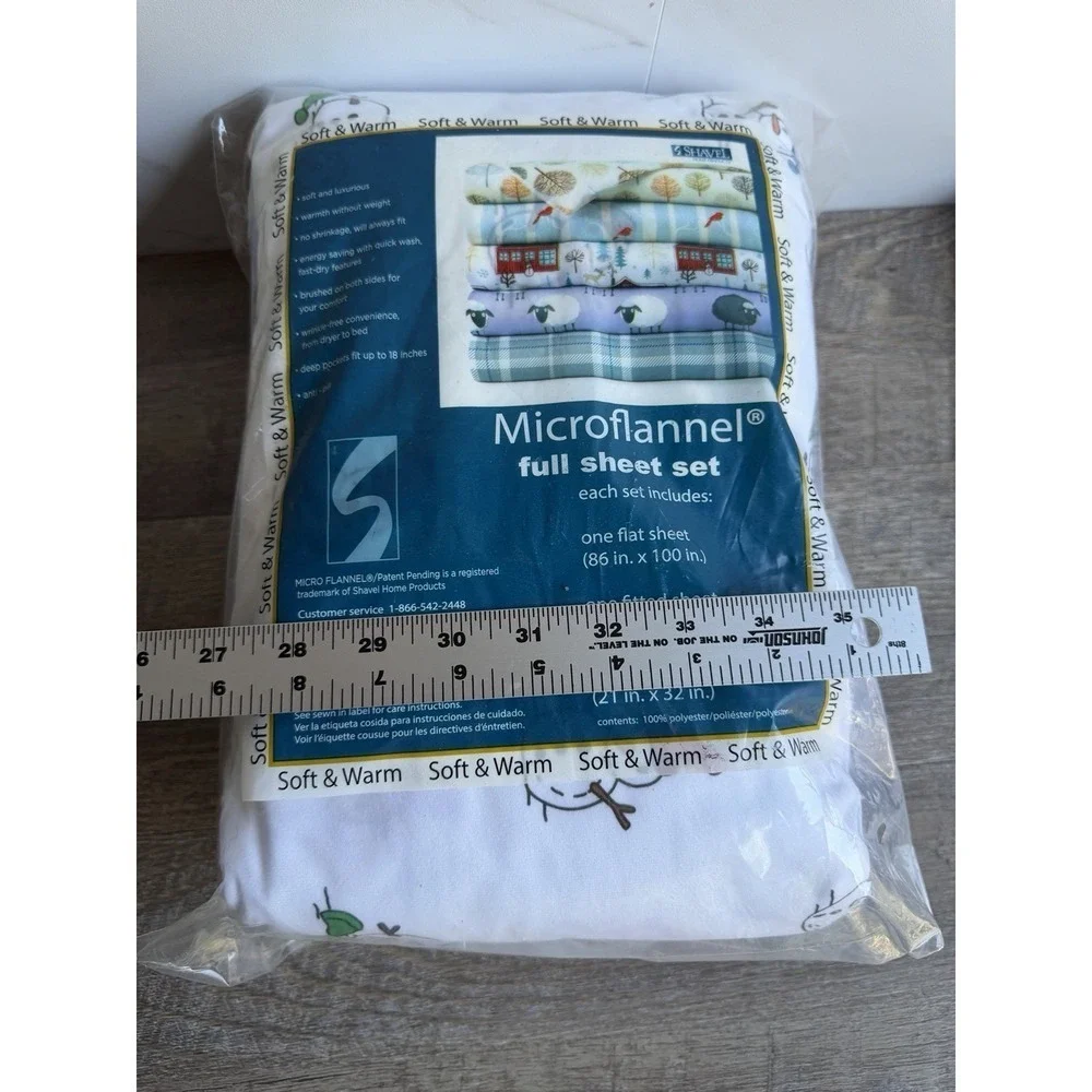 NEW Shavel Home Products Micro Flannel Snowman Printed Sheet Set Full Size